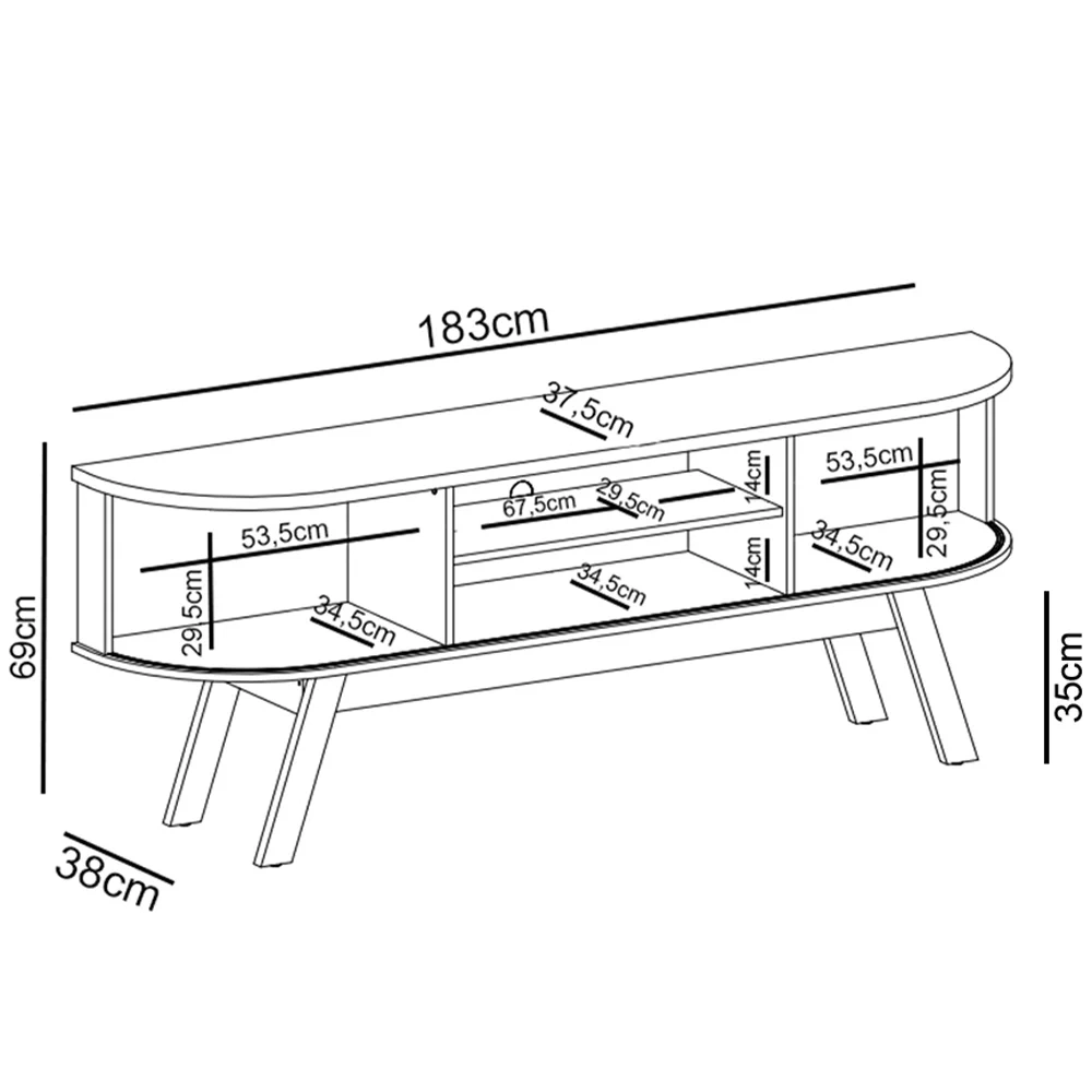 Rack Bancada para TV 75 Pol 183cm Alícia Z10 Calacata/Off White - Mpozenato