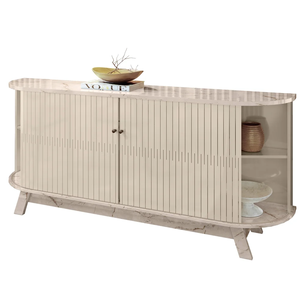 Balcão Buffet para Sala de Jantar 183cm Mônica Z10 Calacata/Off White - Mpozenato