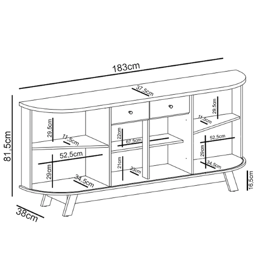 Balcão Buffet para Sala de Jantar 183cm Mônica Z10 Calacata/Off White - Mpozenato