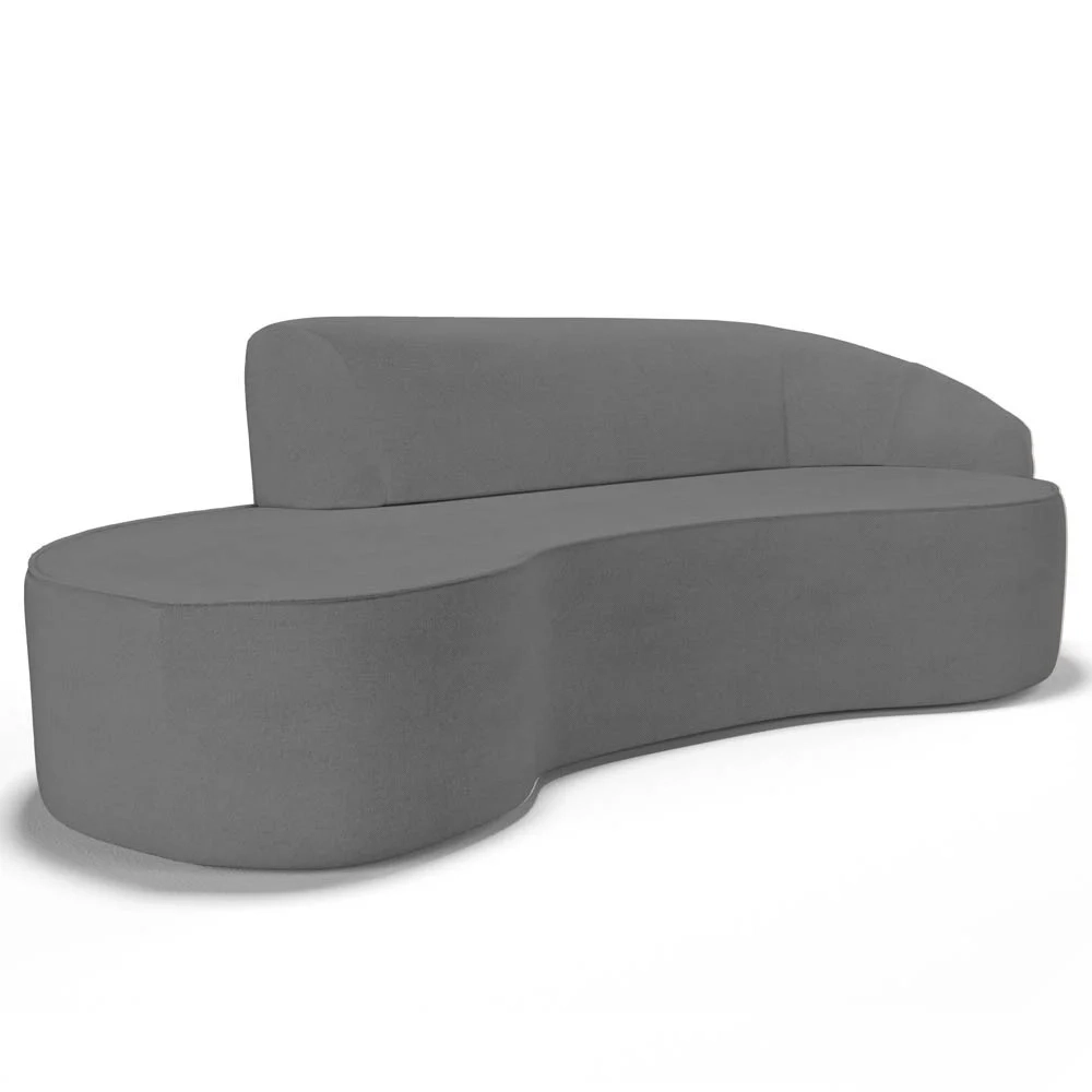 Sofá Living  3 Lugares 260cm Braço Direito Mozart D06 Linho Cinza Escuro - Mpozenato