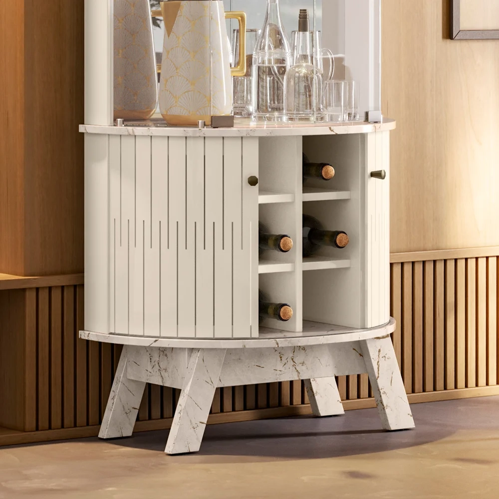 Balcão Buffet Mônica 183cm e Cristaleira Melina Z10 Calacata/Off White - Mpozenato