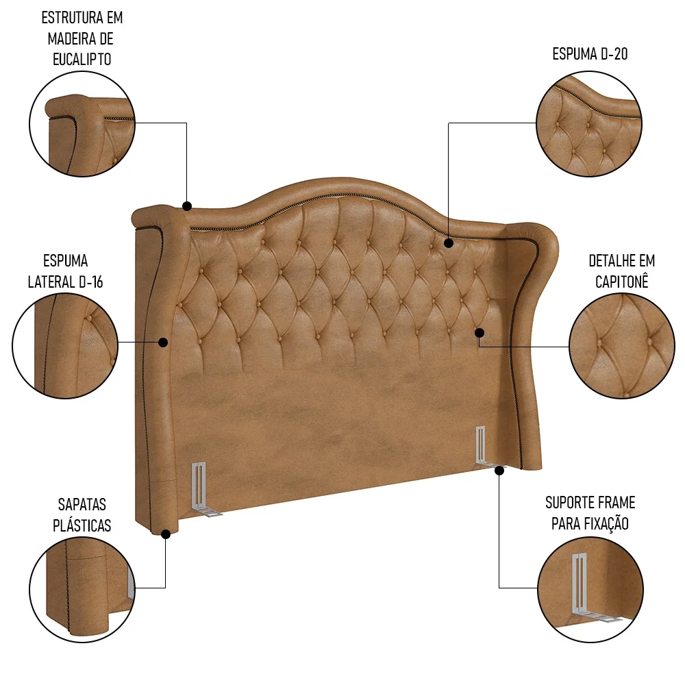 Cabeceira Cama Box Casal 140cm Antibes Z37 Sintético Caramelo - Mpozenato