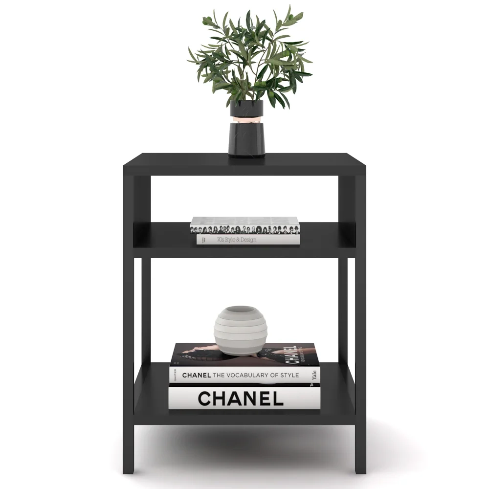 Mesa de Cabeceira Estilo Industrial Plaza L03 Preto - Mpozenato