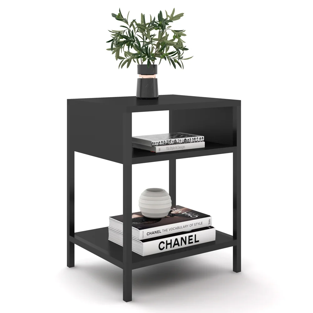 Mesa de Cabeceira Estilo Industrial Plaza L03 Preto - Mpozenato