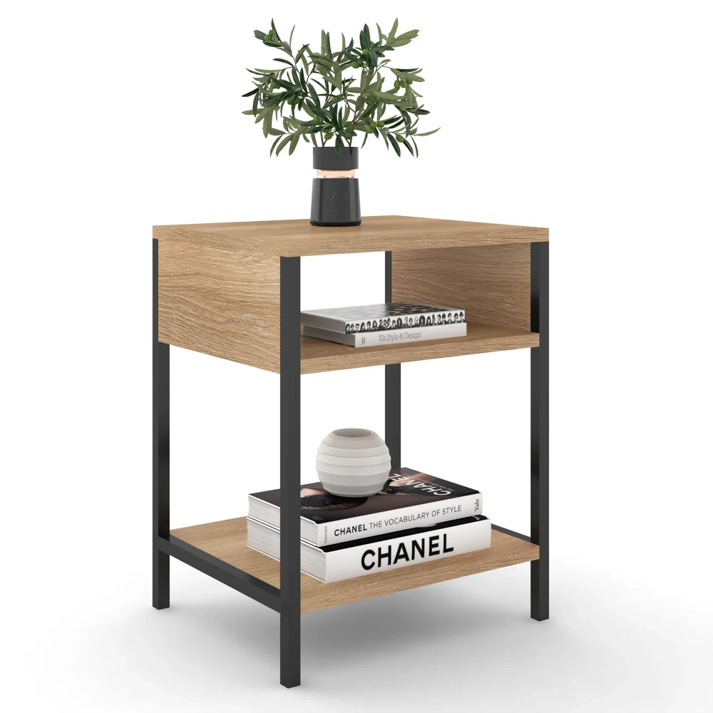 Mesa de Cabeceira Estilo Industrial Plaza L03 Castanho - Mpozenato