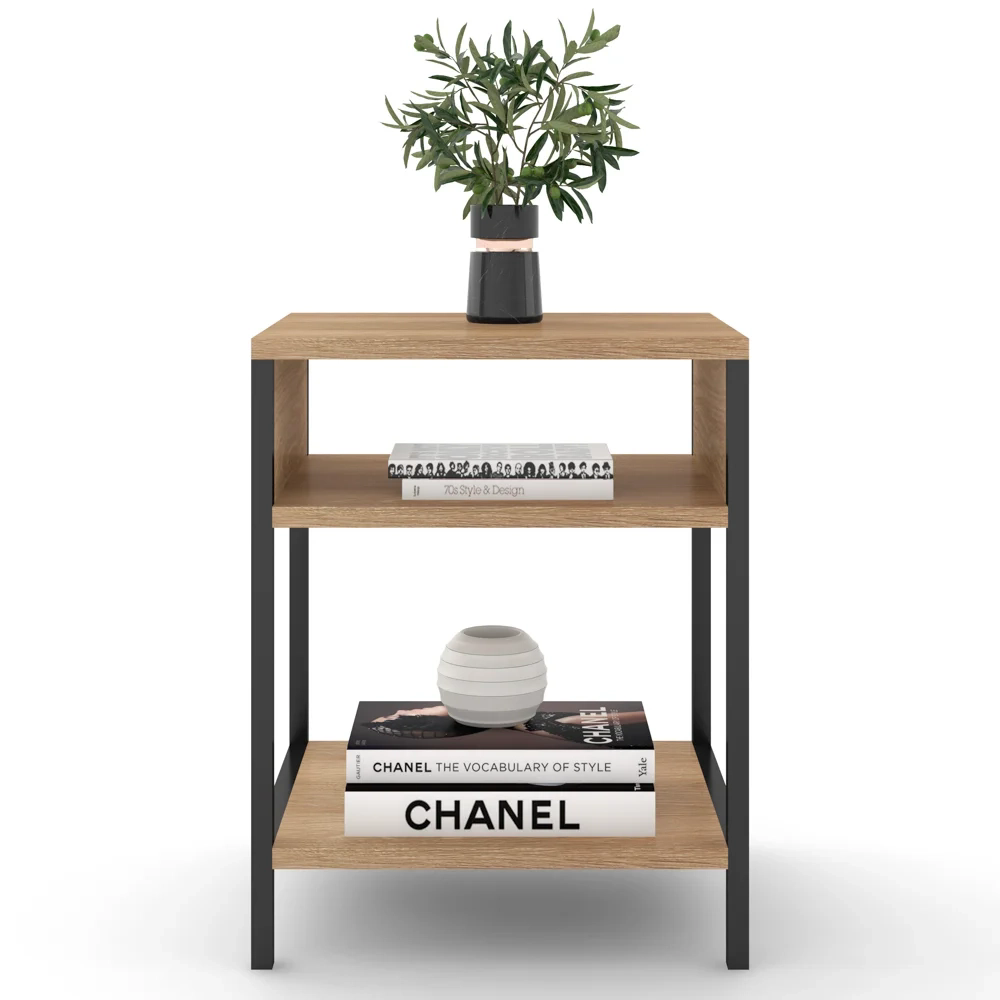 Mesa de Cabeceira Estilo Industrial Plaza L03 Castanho - Mpozenato