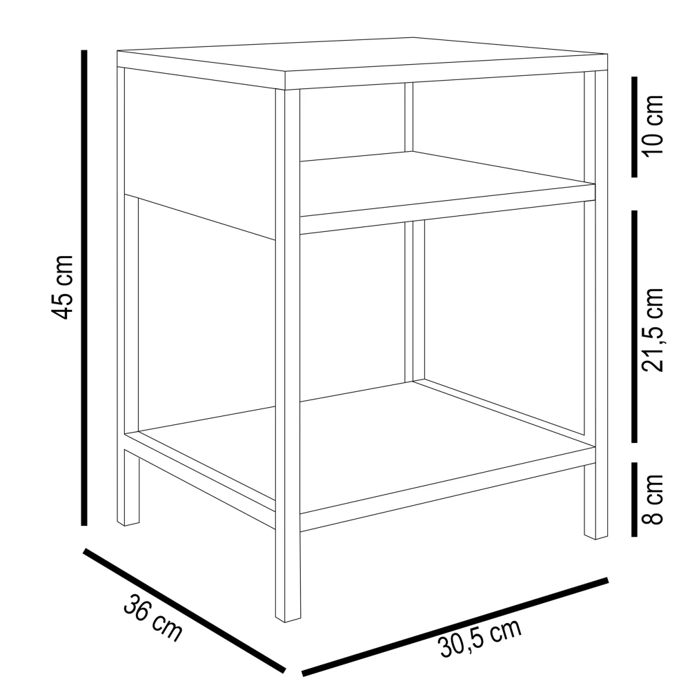 Mesa de Cabeceira Estilo Industrial Plaza L03 Branco - Mpozenato