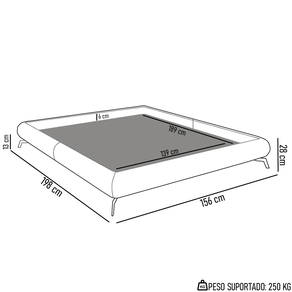 Cama Casal Base Box 138x188cm Pés de Ferro Cold Z37 Veludo Verde - Mpozenato