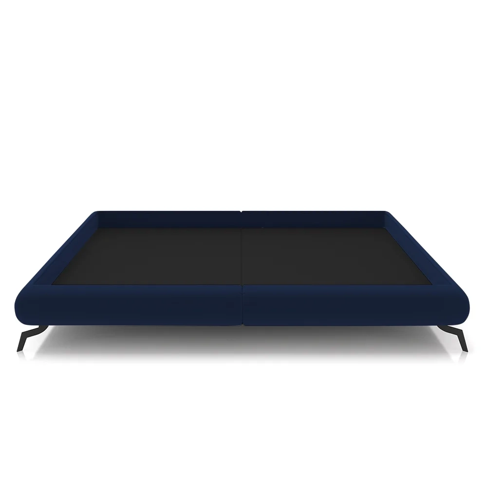 Cama Queen Base Box 158x198cm Pés de Ferro Cold Z37 Veludo Azul - Mpozenato