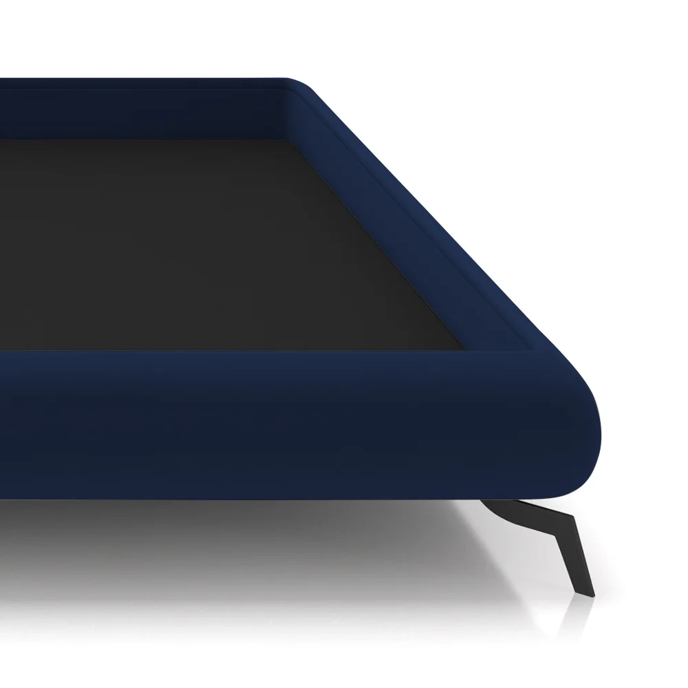 Cama Queen Base Box 158x198cm Pés de Ferro Cold Z37 Veludo Azul - Mpozenato