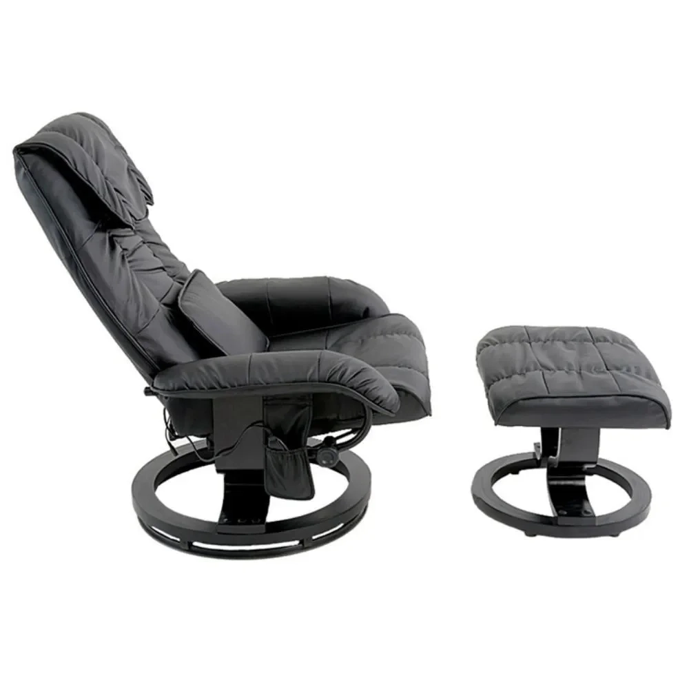 Poltrona do Papai Massageadora Elétrica com Puff Louis R02 Sintético Preto - Mpozenato