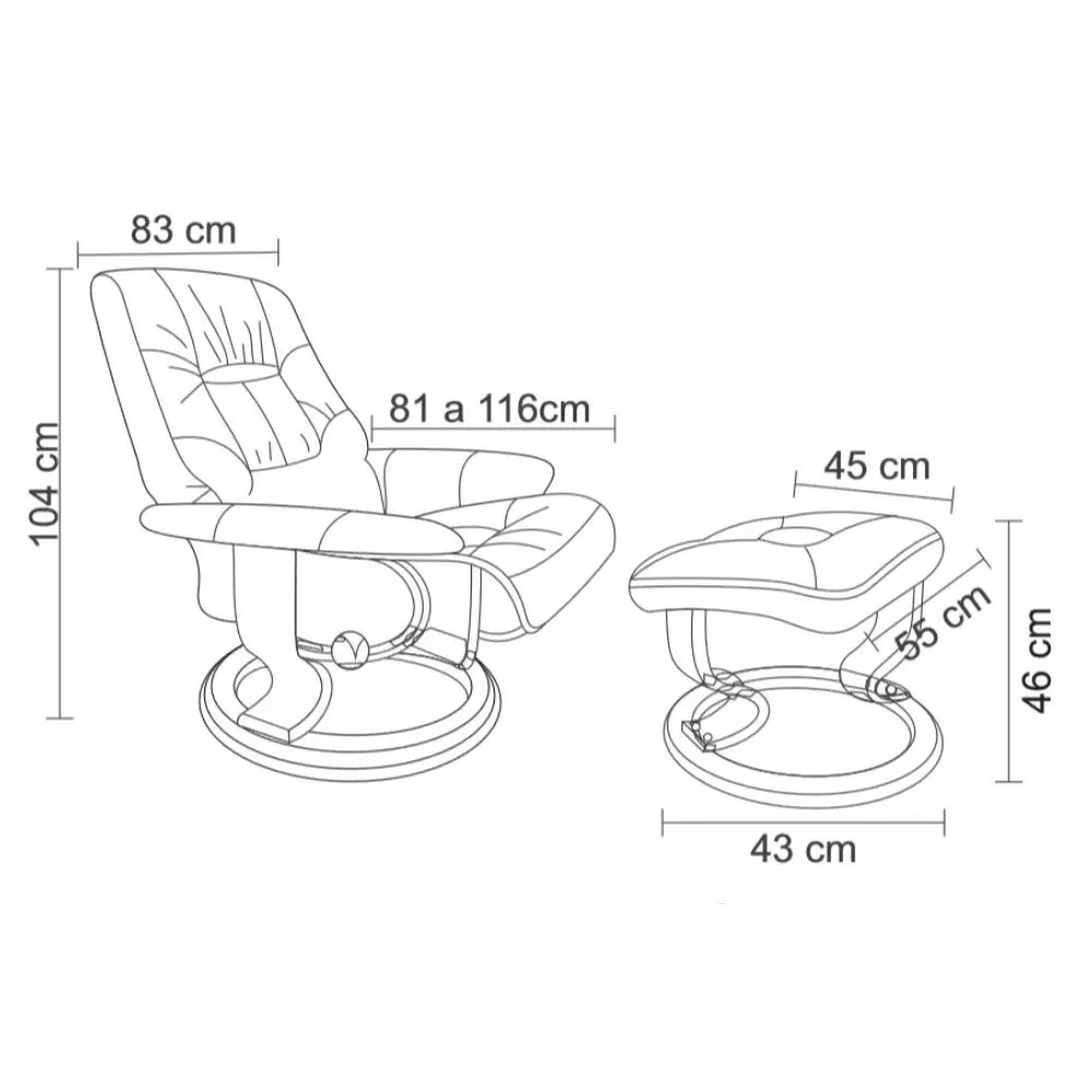 Poltrona do Papai Massageadora Elétrica com Puff Louis R02 Sintético Preto - Mpozenato