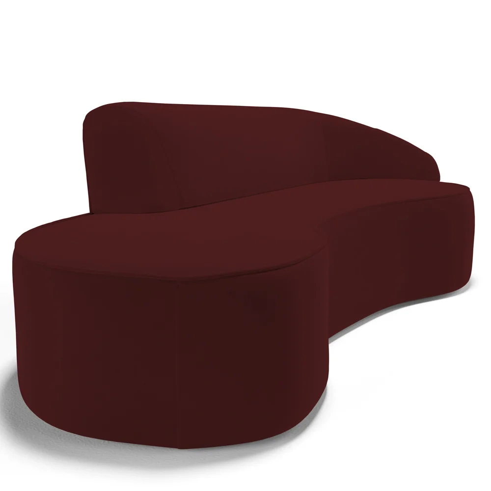 Sofá Living  4 Lugares 280cm Braço Direito Mozart D06 Veludo Vermelho - Mpozenato