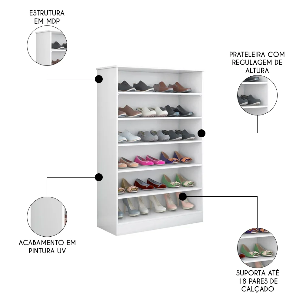 Cômoda com Cantoneira Laura e Armário Multiuso Bell Z39 Branco - Mpozenato