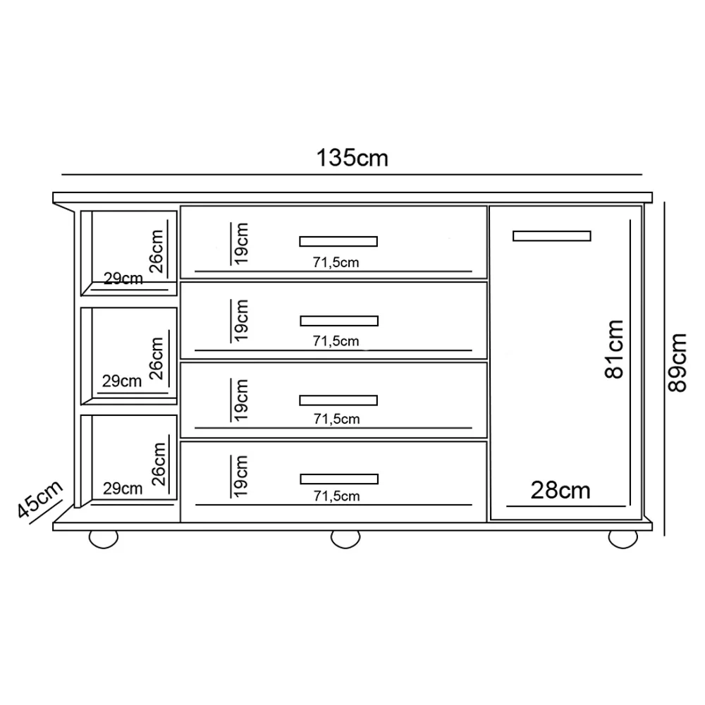 Cômoda com Cantoneira Laura e Armário Multiuso Bell Z39 Branco - Mpozenato