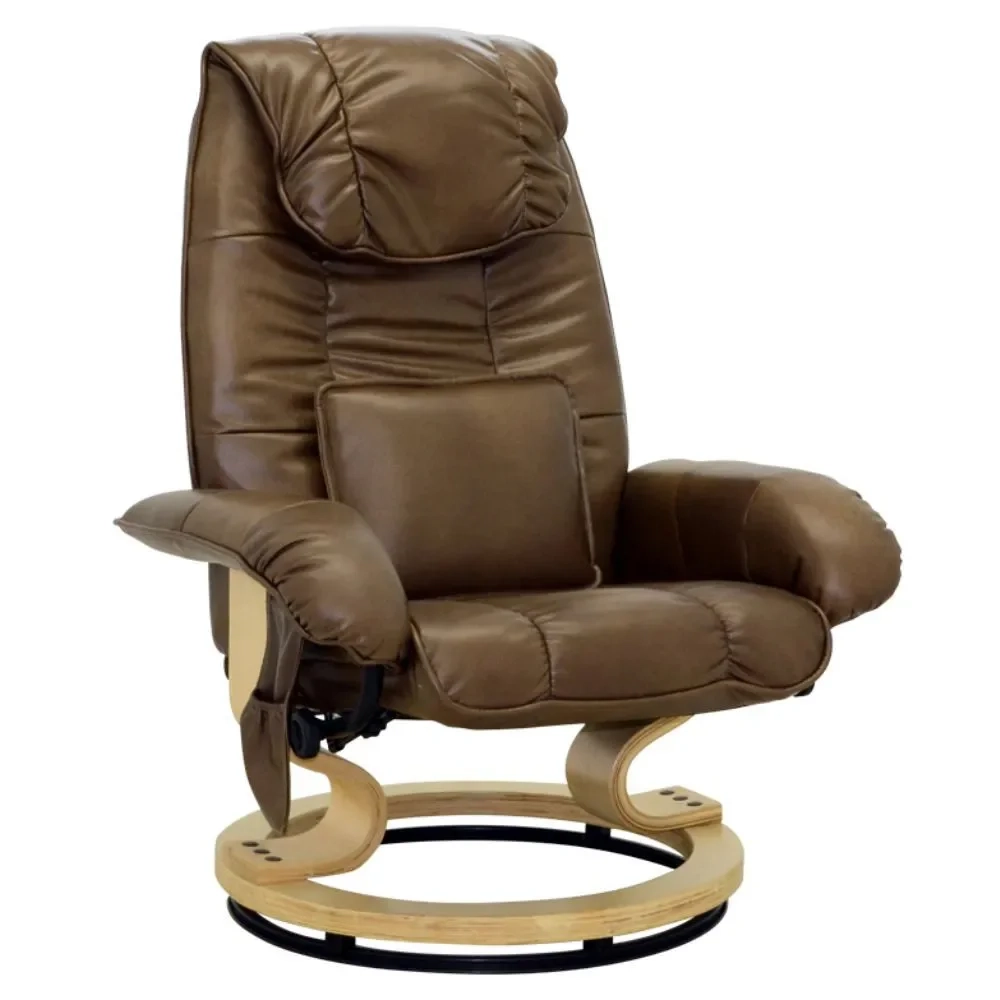 Poltrona do Papai Massageadora Elétrica com Puff Louis R02 Sintético Marrom - Mpozenato