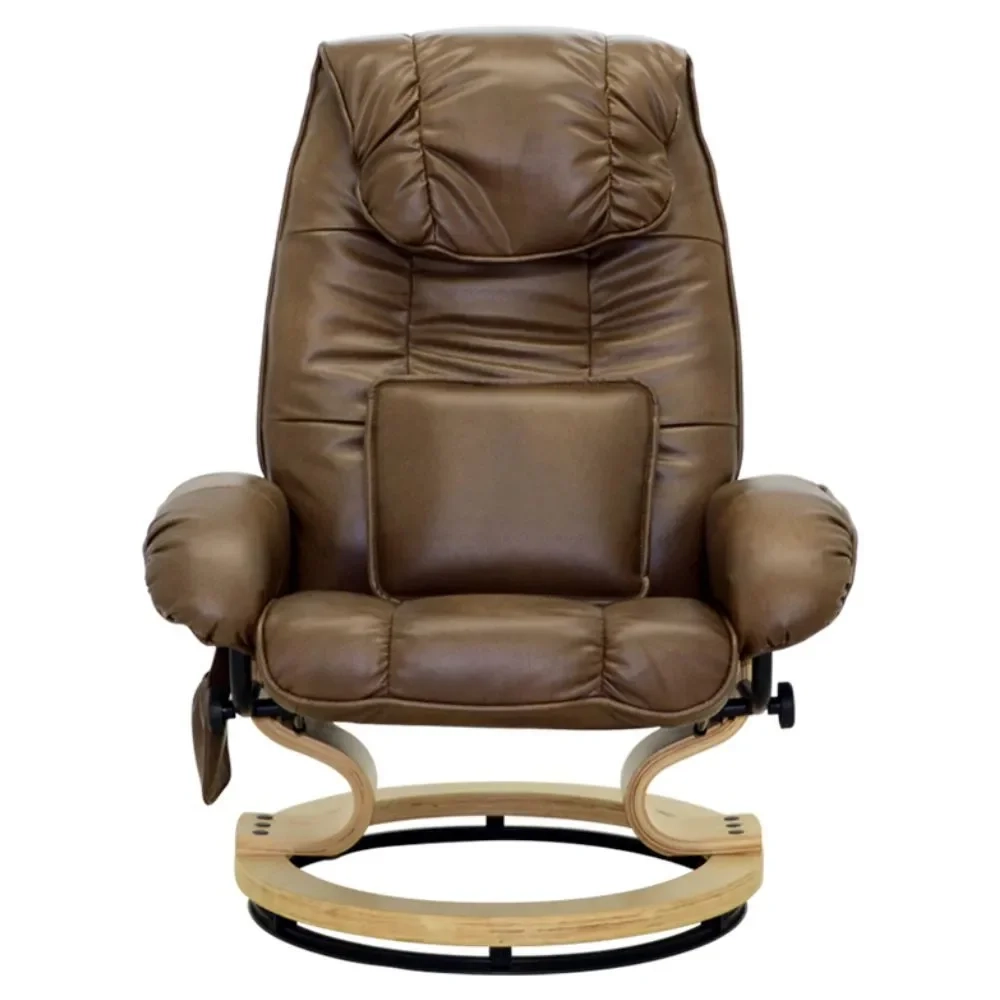 Poltrona do Papai Massageadora Elétrica com Puff Louis R02 Sintético Marrom - Mpozenato