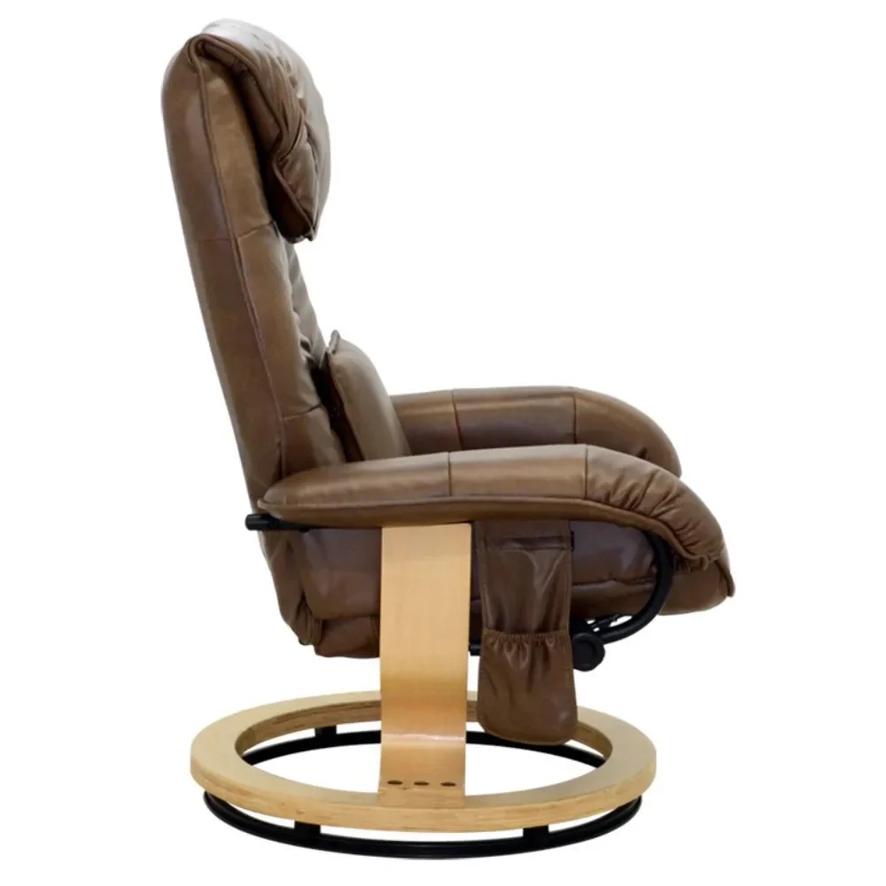 Poltrona do Papai Massageadora Elétrica com Puff Louis R02 Sintético Marrom - Mpozenato