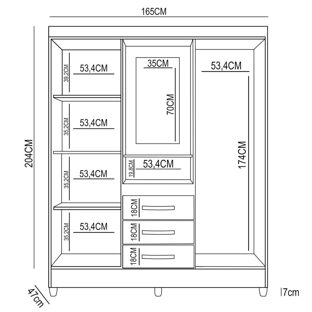 Guarda Roupa Solteiro Capelinha com Espelho 204cm Caprese Z17 Freijó/Cinza - Mpozenato