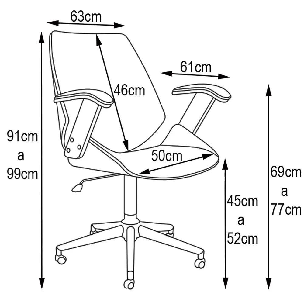Cadeira de Escritório Diretor Giratória Liziê R02 Madeira Sintético Marrom/Preto - Mpozenato