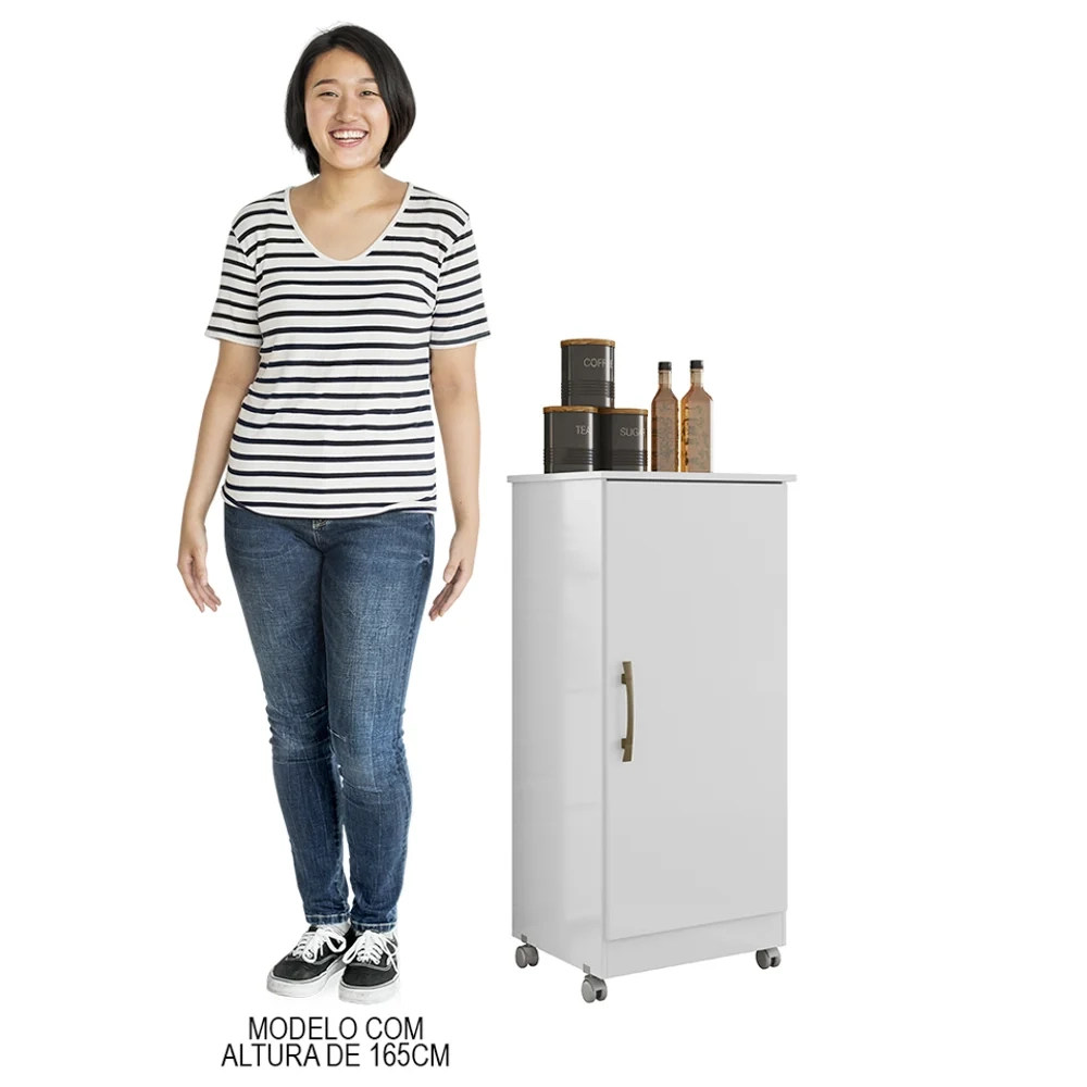 Armário Multiuso Cozinha Lavanderia com Rodízios Lisa Z17 Branco - Mpozenato