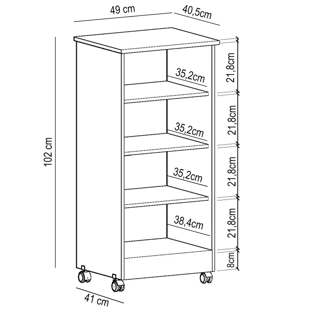 Armário Multiuso Cozinha Lavanderia com Rodízios Lisa Z17 Naturale - Mpozenato