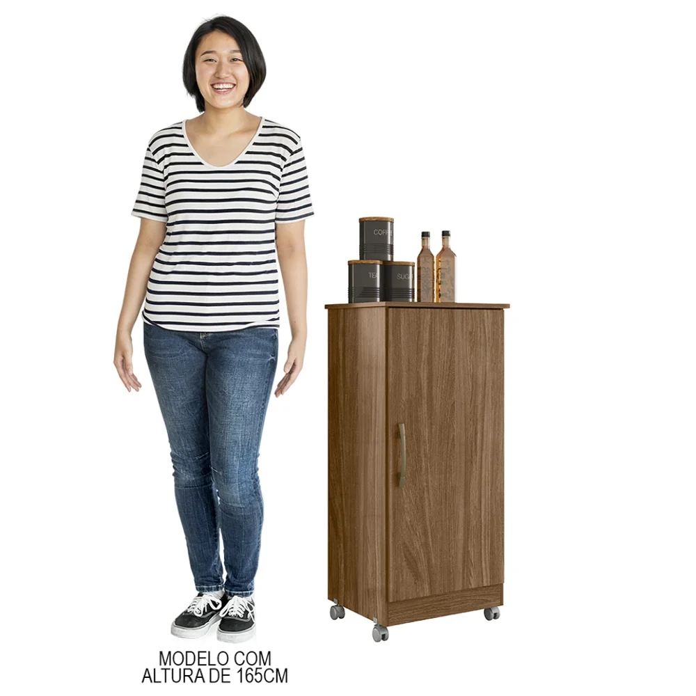 Armário Multiuso Cozinha Lavanderia com Rodízios Lisa Z17 Naturale - Mpozenato