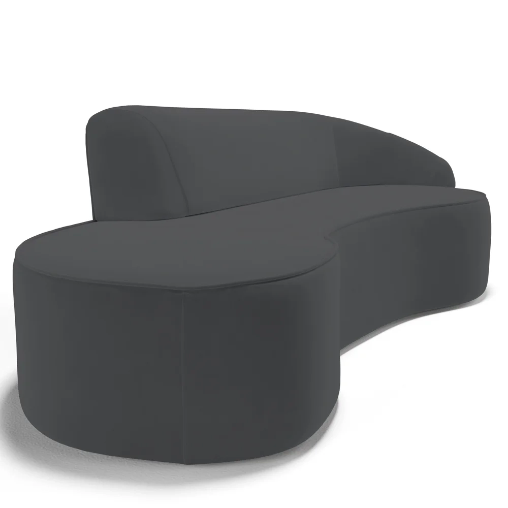 Sofá Living  4 Lugares 280cm Braço Direito Mozart D06 Veludo Cinza - Mpozenato