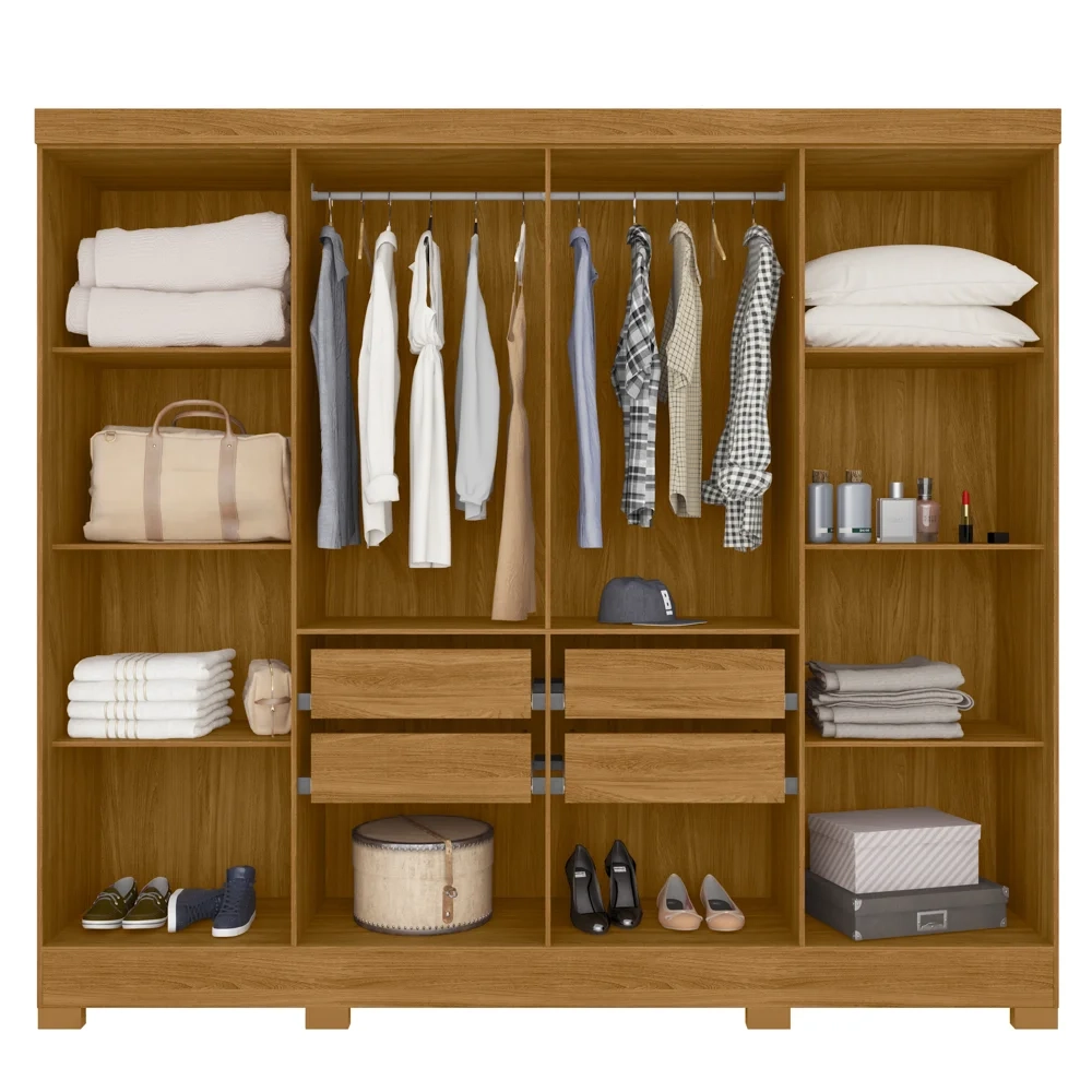 Guarda Roupa Casal com Espelho 8 Portas 236cm Ágata Z17 Freijó/Cinza - Mpozenato