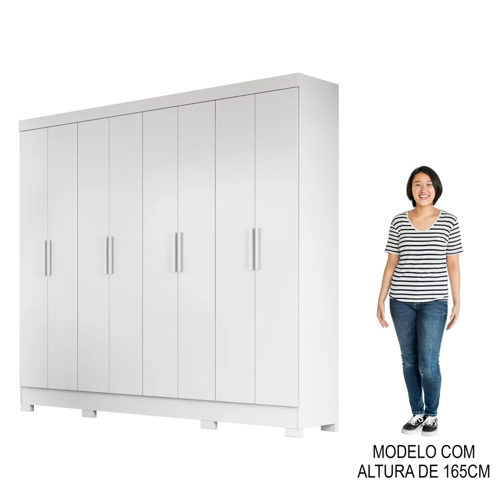 Guarda Roupa Casal 8 Portas 4 Gavetas 236cm Ágata Z17 Branco - Mpozenato