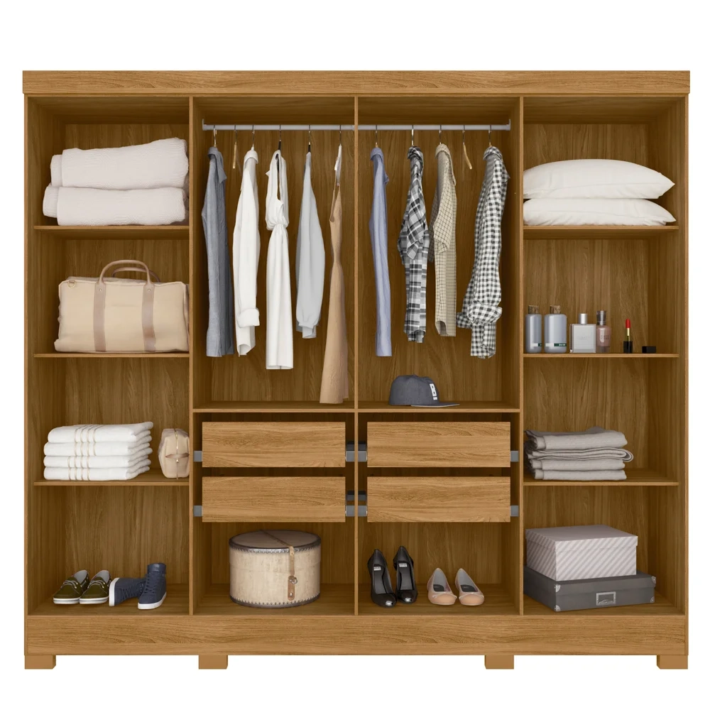 Guarda Roupa Casal 8 Portas 4 Gavetas 236cm Ágata Z17 Freijó/Off White - Mpozenato