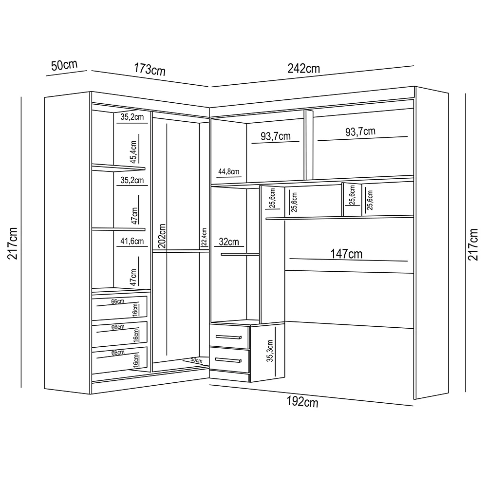 Guarda Roupa Casal Modulado Completo Lorena Z17 Freijó/Off White - Mpozenato