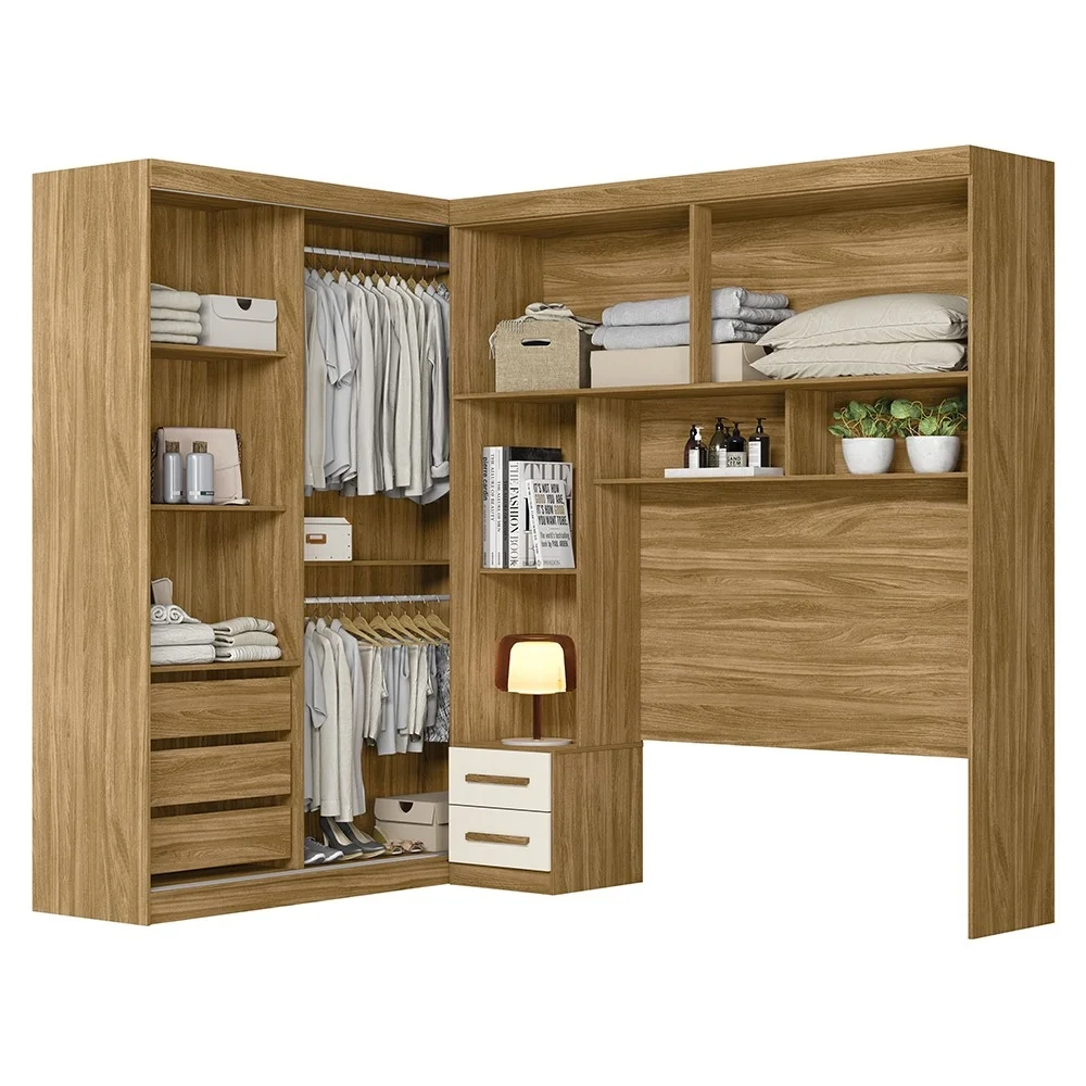 Guarda Roupa Casal Modulado Completo Lorena Z17 Freijó/Off White - Mpozenato