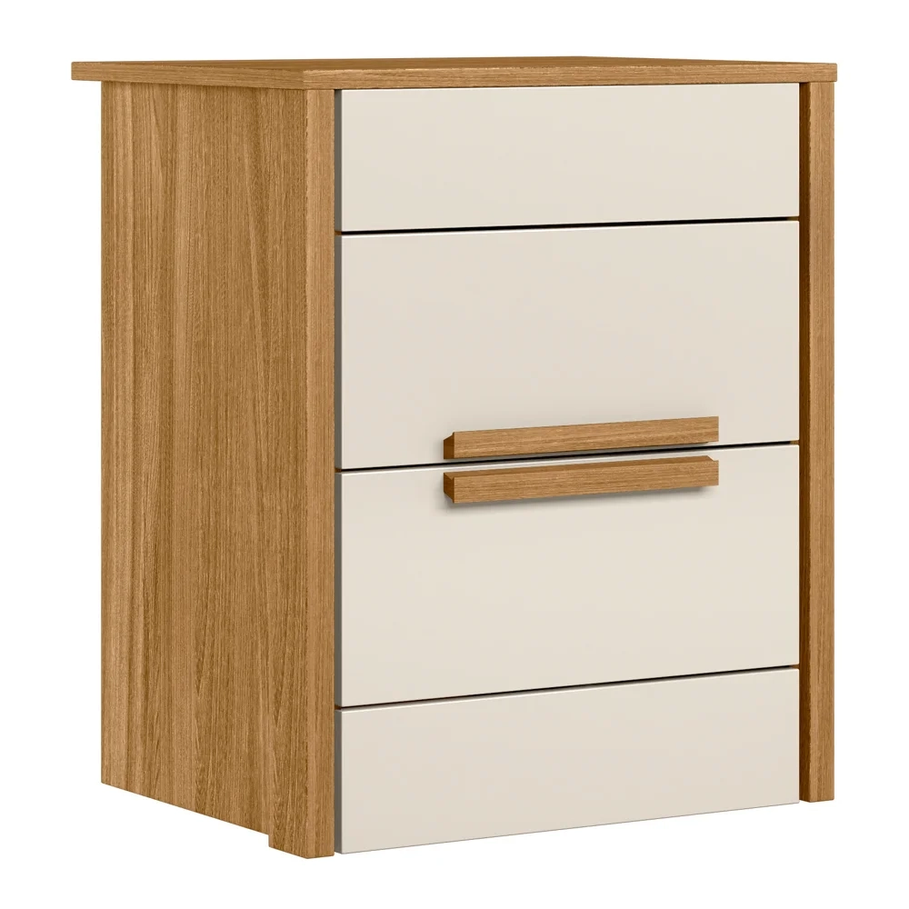 Mesa de Cabeceira 2 Gavetas 51cm Lara Z17 Freijó/Off White - Mpozenato