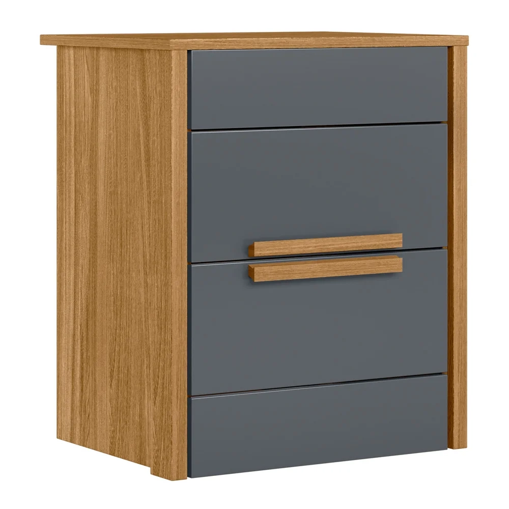 Mesa de Cabeceira 2 Gavetas 51cm Lara Z17 Freijó/Cinza - Mpozenato