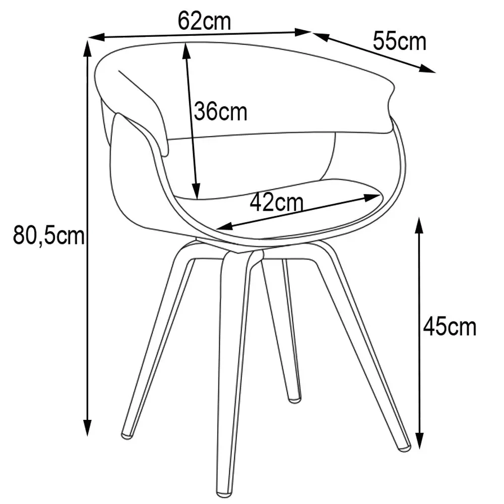 Cadeira de Jantar Moderna Base Madeira Fixa Betani R02 Linho Grafite - Mpozenato