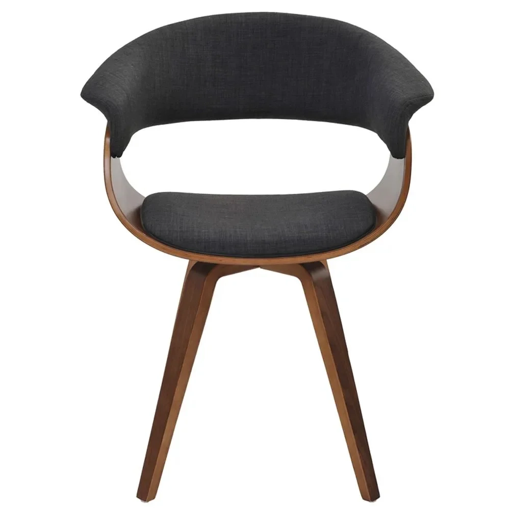 Cadeira de Jantar Moderna Base Madeira Fixa Betani R02 Linho Grafite - Mpozenato