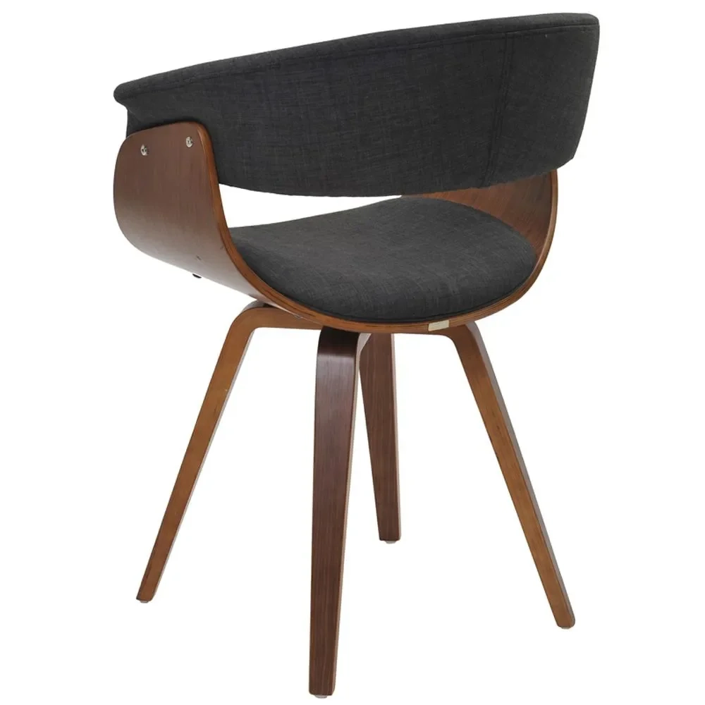 Cadeira de Jantar Moderna Base Madeira Fixa Betani R02 Linho Grafite - Mpozenato