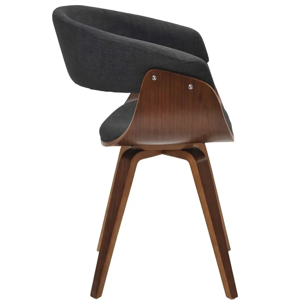 Cadeira de Jantar Moderna Base Madeira Fixa Betani R02 Linho Grafite - Mpozenato