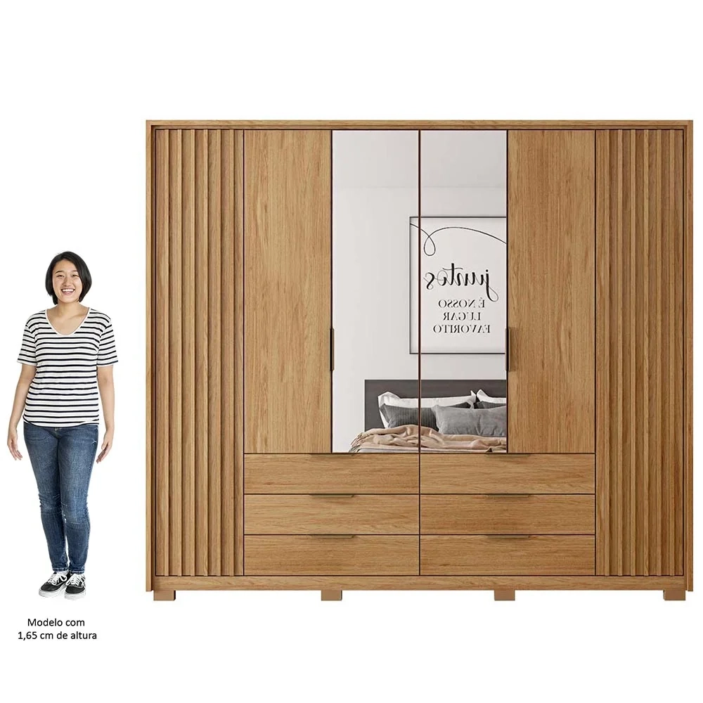 Guarda Roupa Casal Com 2 Espelhos 6 Portas Martin C01 Buriti - Mpozenato