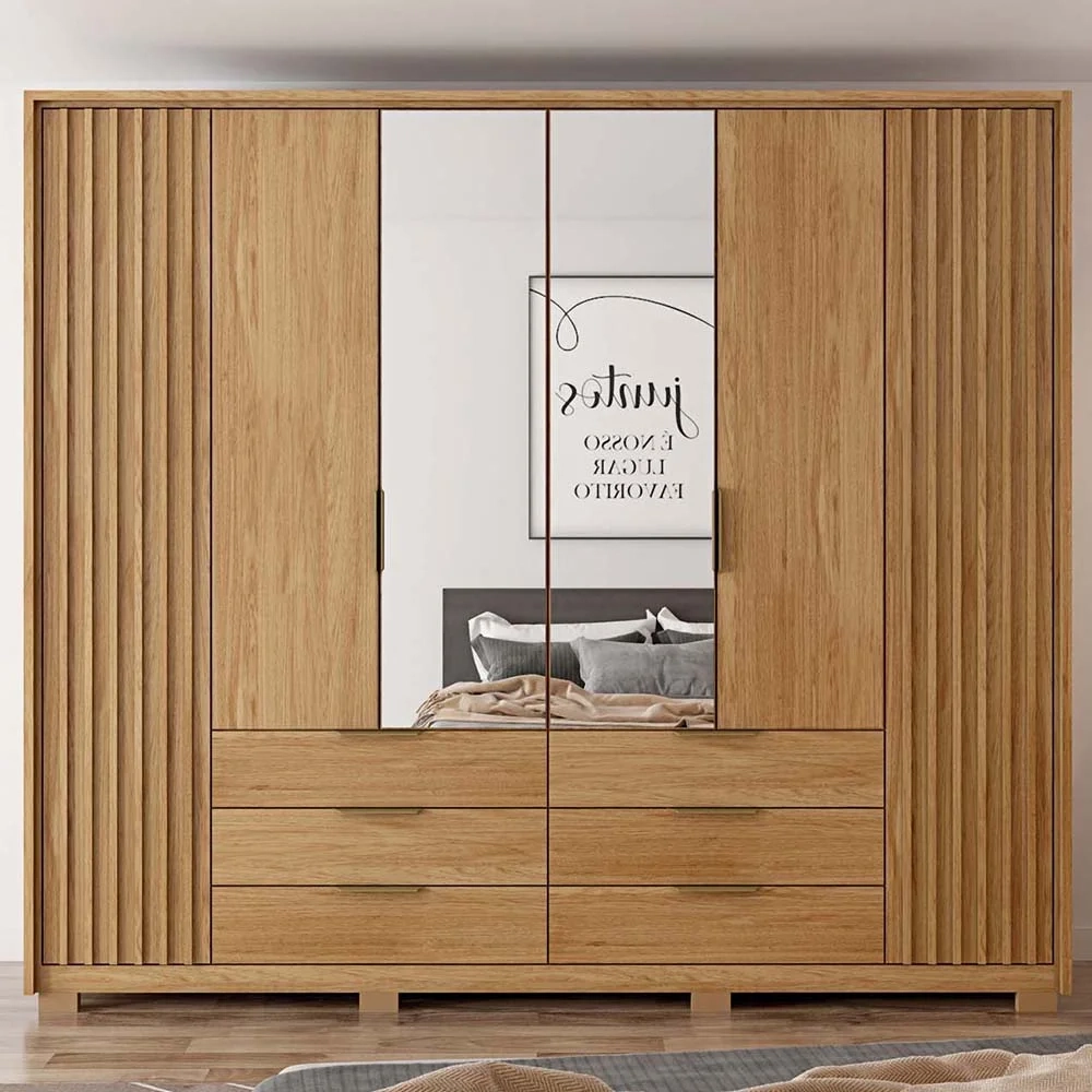 Guarda Roupa Casal Com 2 Espelhos 6 Portas Martin C01 Buriti - Mpozenato