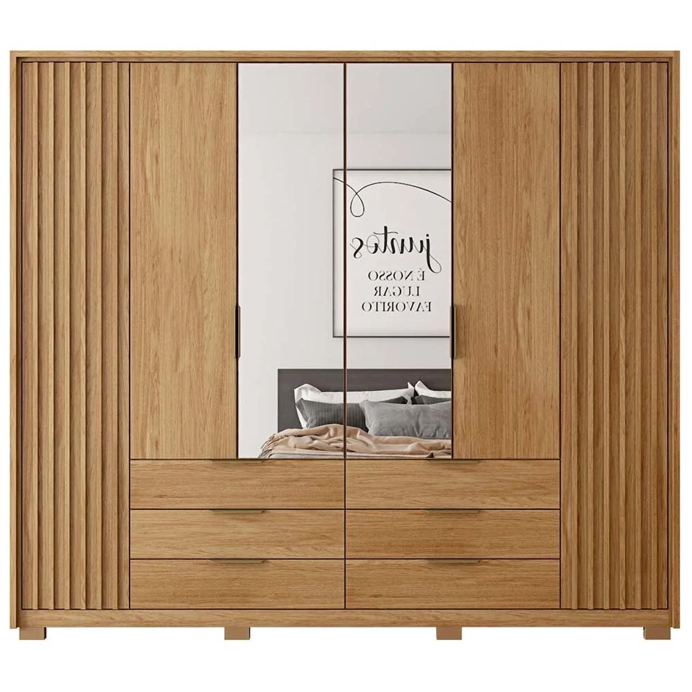 Guarda Roupa Casal Com 2 Espelhos 6 Portas Martin C01 Buriti - Mpozenato