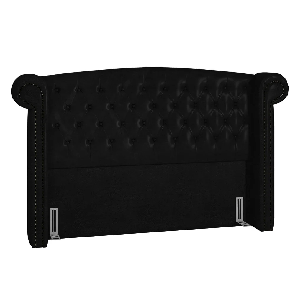 Cabeceira Cama Box Casal 140cm Provença Z37 Sintético Preto - Mpozenato