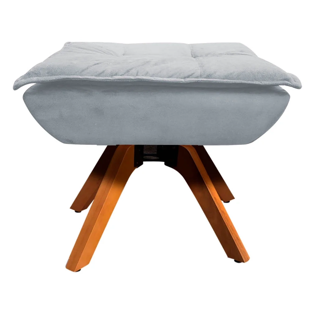 Poltrona Decorativa Base Giratória Giromad com Puff Opla Suede Cinza - Ibiza