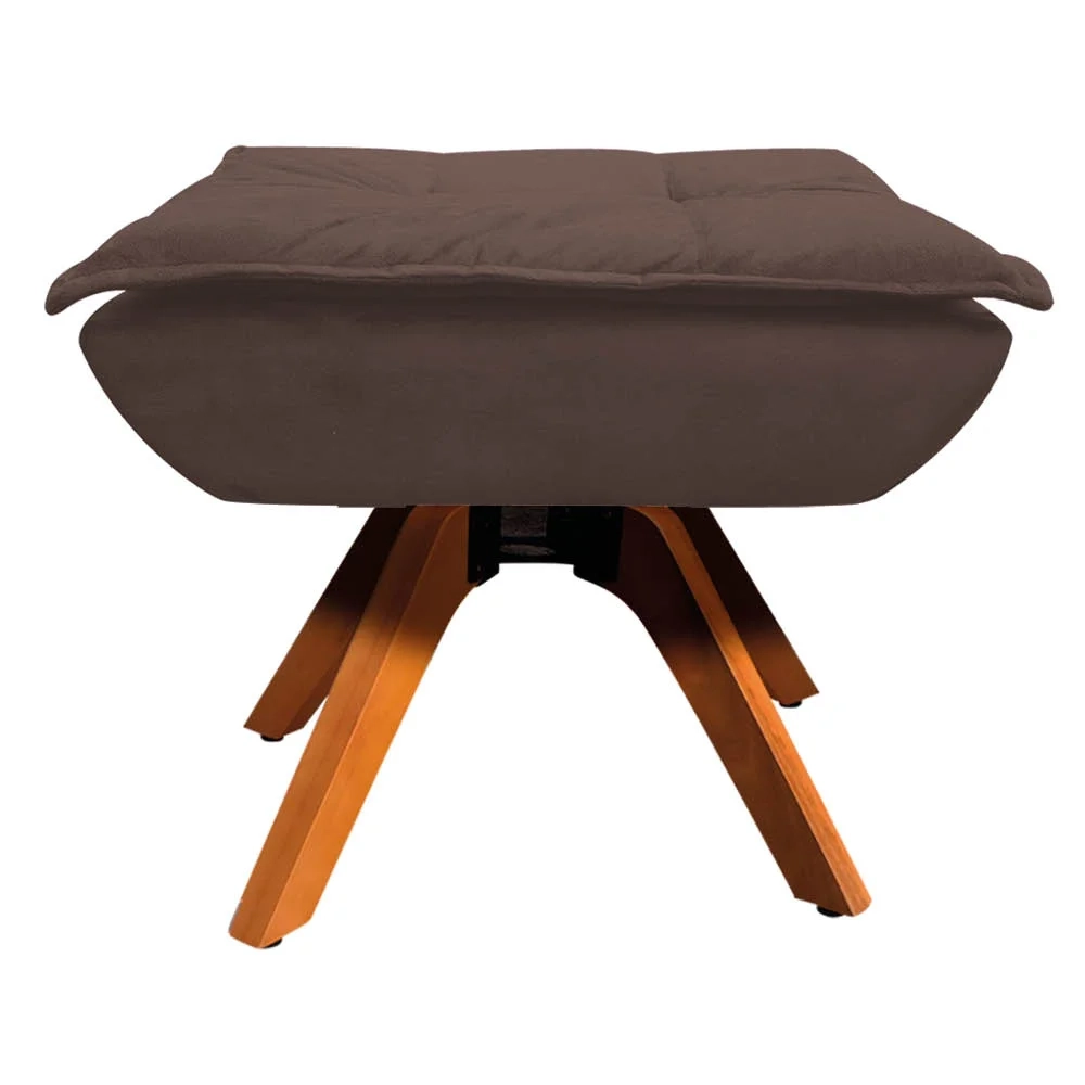 Poltrona Decorativa Base Giratória Giromad com Puff Opla Suede Marrom - Ibiza