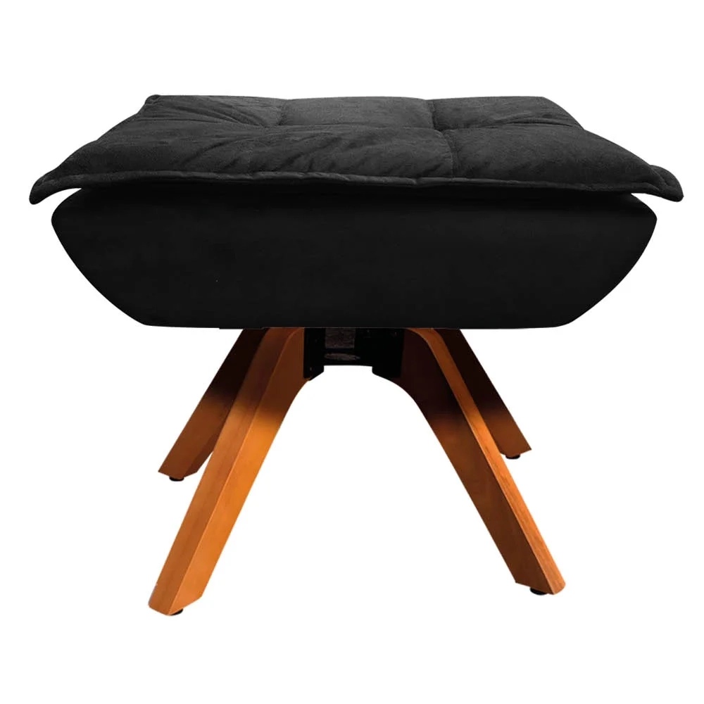 Poltrona Decorativa Base Giratória Giromad com Puff Opla Suede Preto - Ibiza