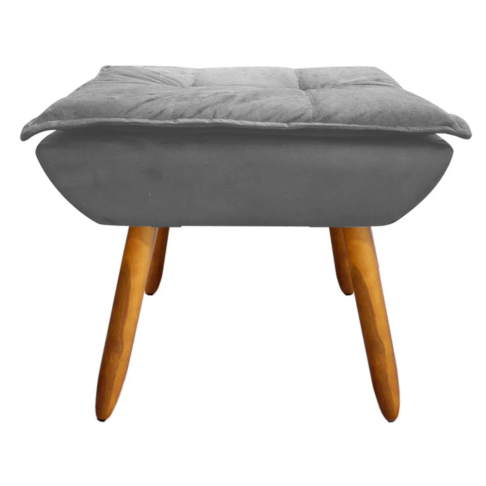 Poltrona Decorativa Pés Palito com Puff Opla Suede Grafite - Ibiza