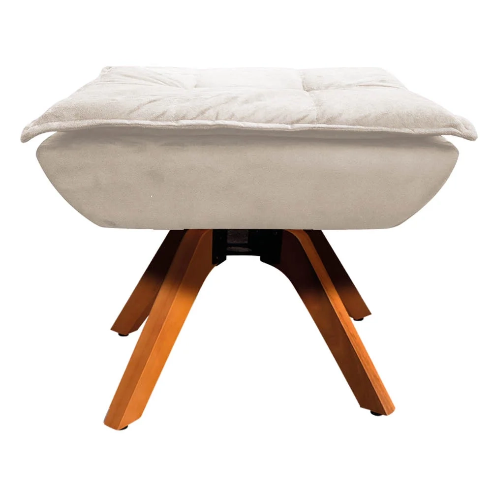 Kit 2 Poltronas Decorativas Base Giratória Giromad com Puff Opla Suede Bege - Ibiza
