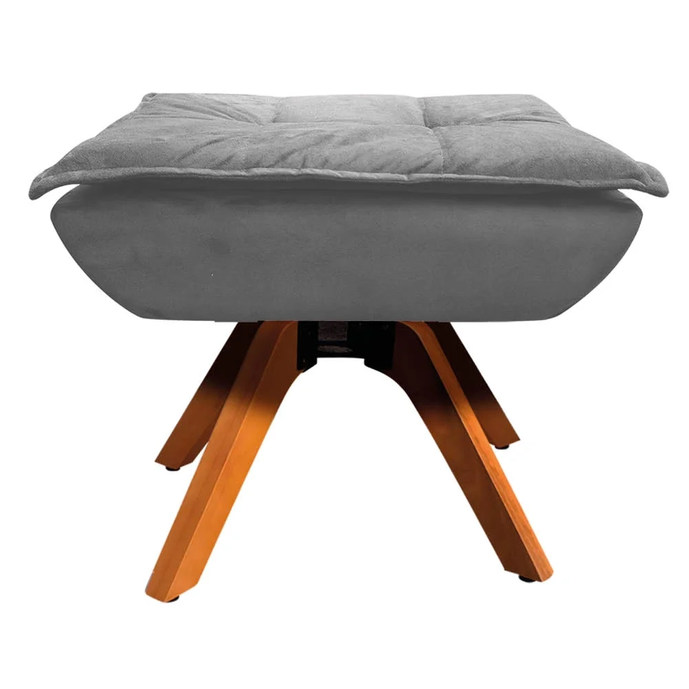 Kit 2 Poltronas Decorativas Base Giratória Giromad com Puff Opla Suede Grafite - Ibiza