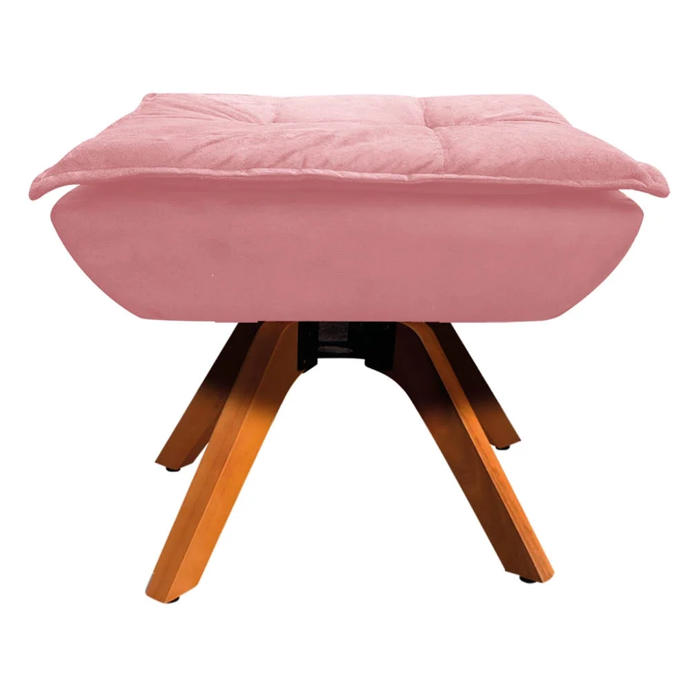 Kit 2 Poltronas Decorativas Base Giratória Giromad com Puff Opla Suede Rose - Ibiza